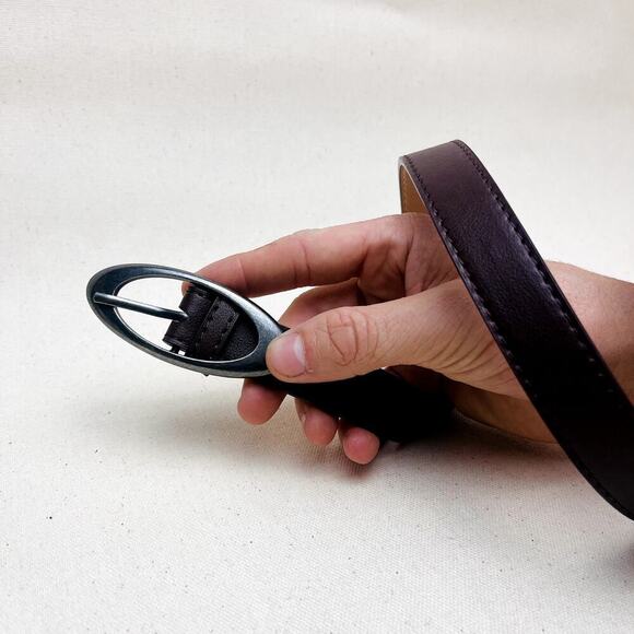 y2k style brown american western simple designer oval belt - Picture 5 of 6